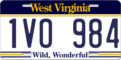 WV license plate 1VO984