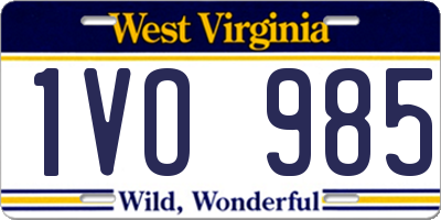 WV license plate 1VO985