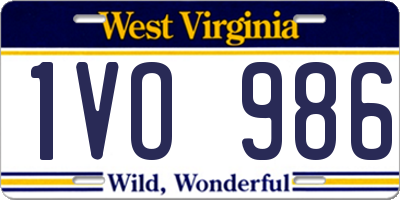 WV license plate 1VO986