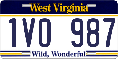 WV license plate 1VO987