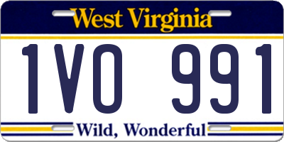 WV license plate 1VO991