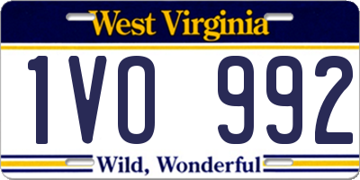 WV license plate 1VO992