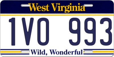 WV license plate 1VO993