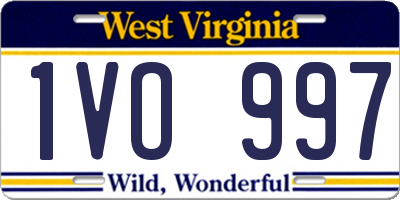 WV license plate 1VO997