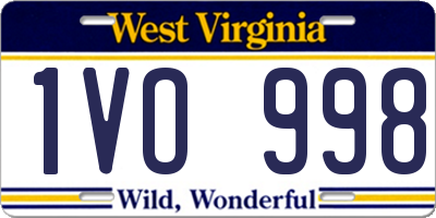 WV license plate 1VO998