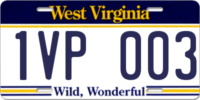 WV license plate 1VP003