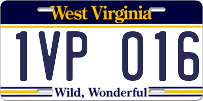 WV license plate 1VP016