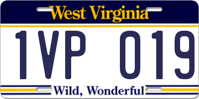 WV license plate 1VP019