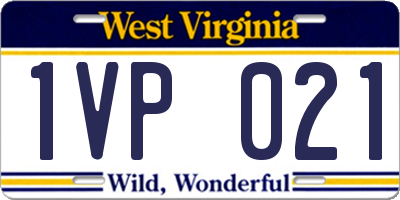 WV license plate 1VP021