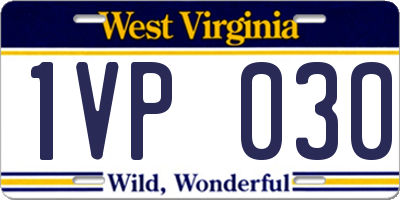 WV license plate 1VP030