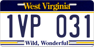 WV license plate 1VP031