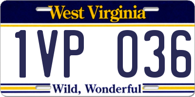 WV license plate 1VP036