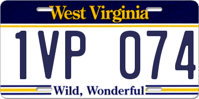 WV license plate 1VP074