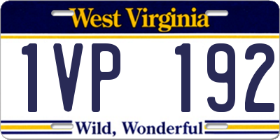 WV license plate 1VP192