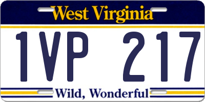 WV license plate 1VP217