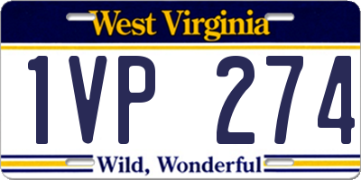 WV license plate 1VP274