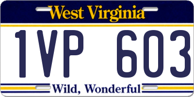 WV license plate 1VP603