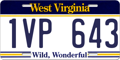 WV license plate 1VP643