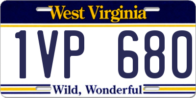 WV license plate 1VP680