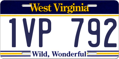 WV license plate 1VP792