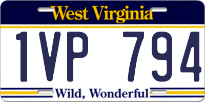 WV license plate 1VP794