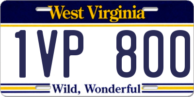 WV license plate 1VP800
