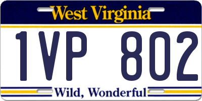 WV license plate 1VP802
