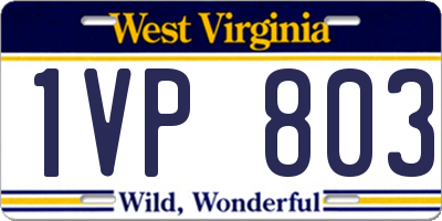 WV license plate 1VP803
