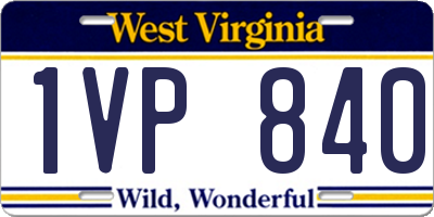 WV license plate 1VP840