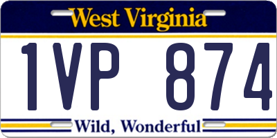 WV license plate 1VP874