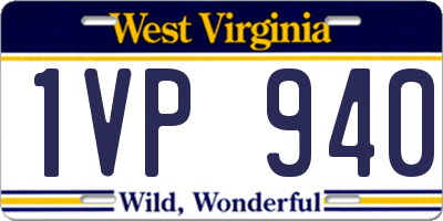 WV license plate 1VP940
