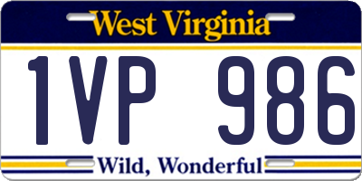 WV license plate 1VP986