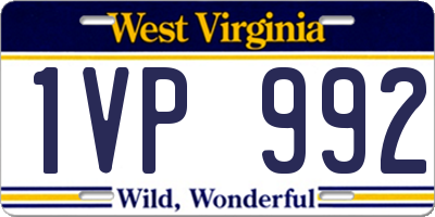 WV license plate 1VP992