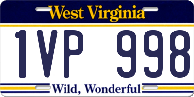 WV license plate 1VP998