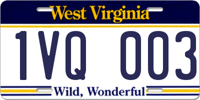 WV license plate 1VQ003