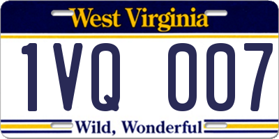 WV license plate 1VQ007