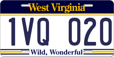WV license plate 1VQ020