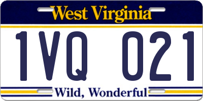 WV license plate 1VQ021