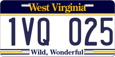 WV license plate 1VQ025