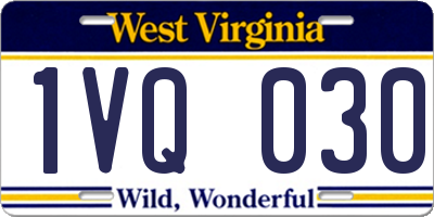 WV license plate 1VQ030