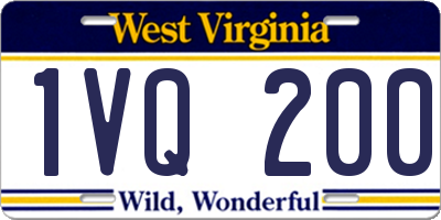 WV license plate 1VQ200