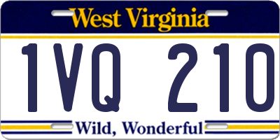 WV license plate 1VQ210