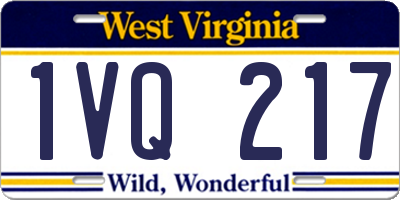WV license plate 1VQ217