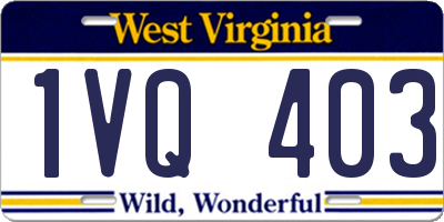WV license plate 1VQ403