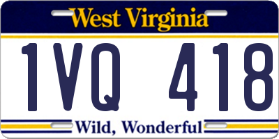 WV license plate 1VQ418