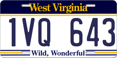 WV license plate 1VQ643