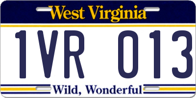 WV license plate 1VR013