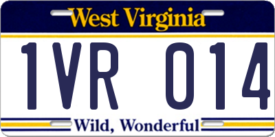 WV license plate 1VR014