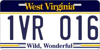 WV license plate 1VR016