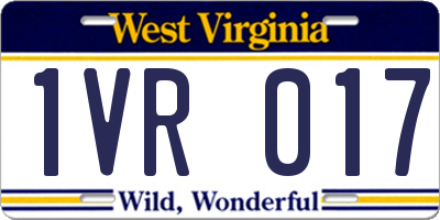 WV license plate 1VR017